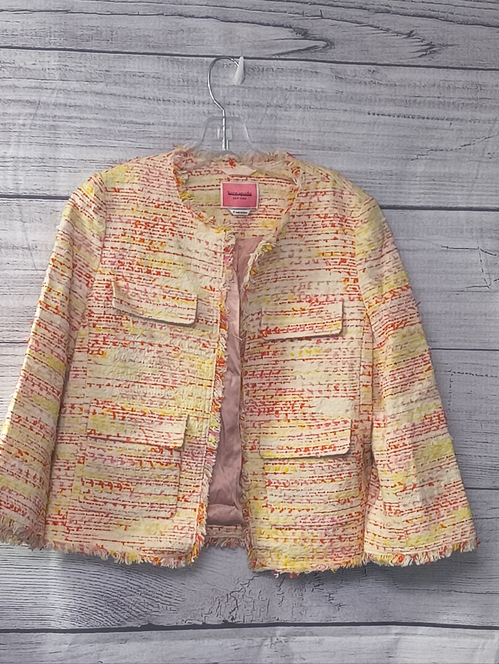 Kate Spade New York Tweed Jacket Fringe Trim Size 4